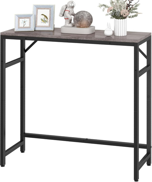 Slim Console Table with Storage Shelf & Support Bars for Entryway