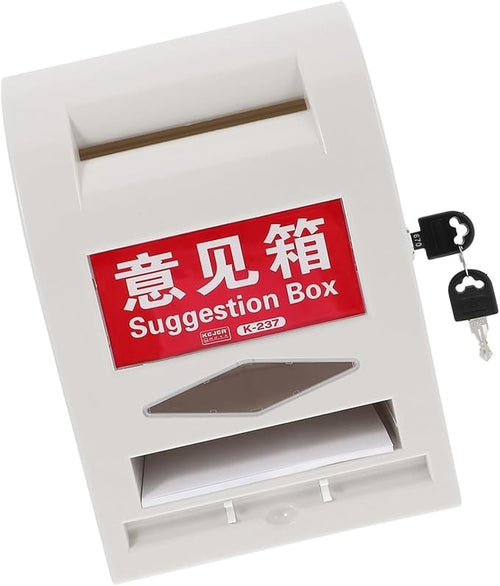 Lockable Wall Mount Mailbox White ABS Secure Suggestion Box for Home Office Use