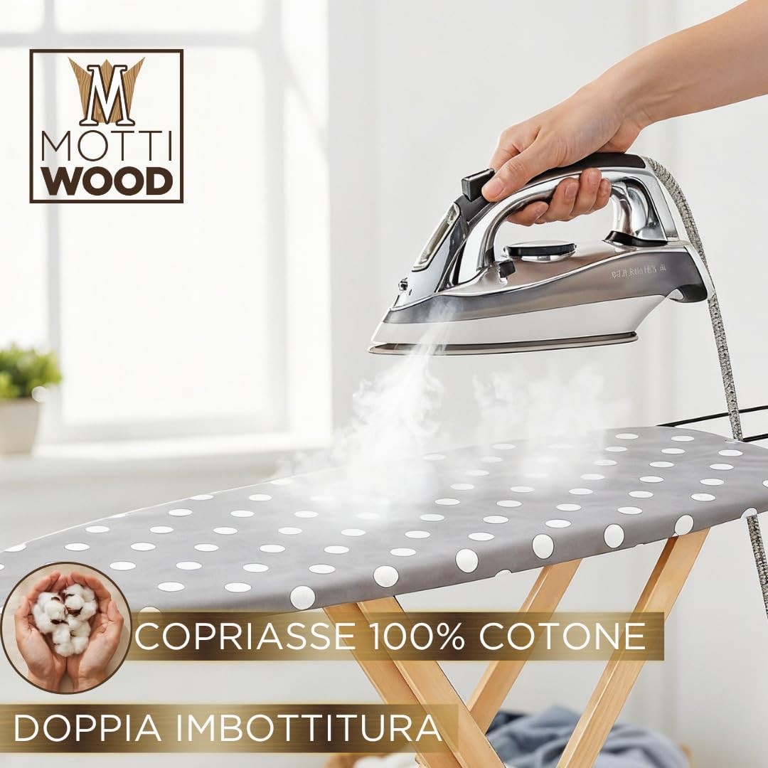 Extra Large Wooden Ironing Board Adjustable Height Foldable Breathable 143cm