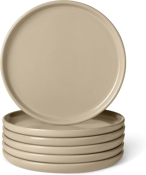 6pc Stoneware Appetizer Plates 17cm Microwave Dishwasher Safe Neutral Grey