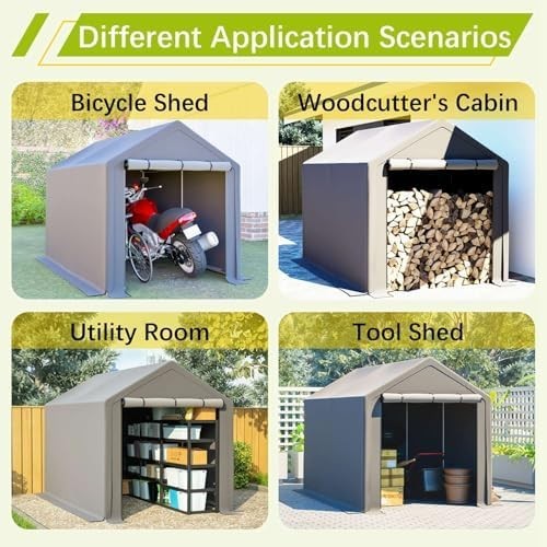 Outdoor Garden Storage Tent 6x10FT Waterproof Steel Frame Grey