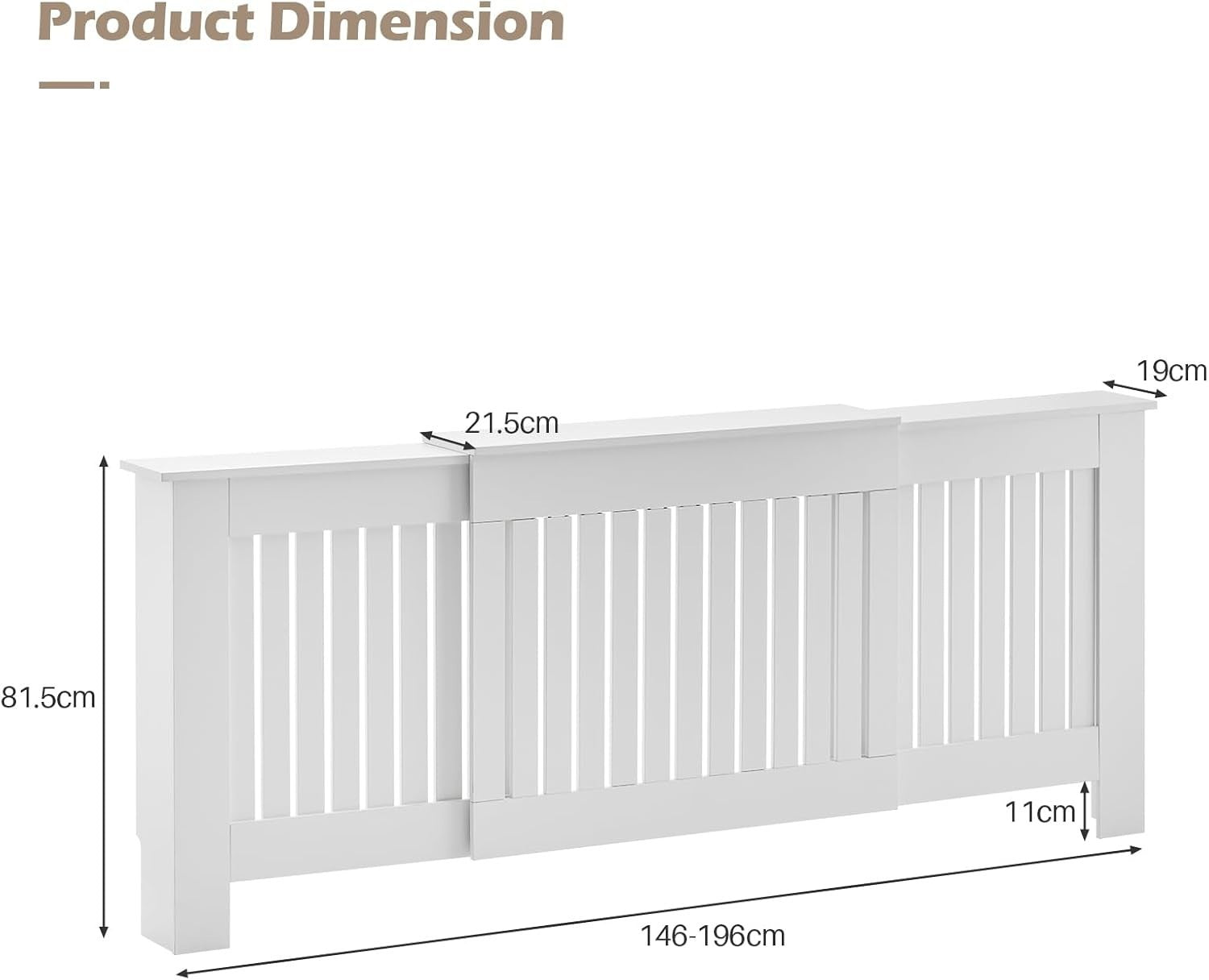 Adjustable White Radiator Cover Extendable Vertical Slat Cabinet