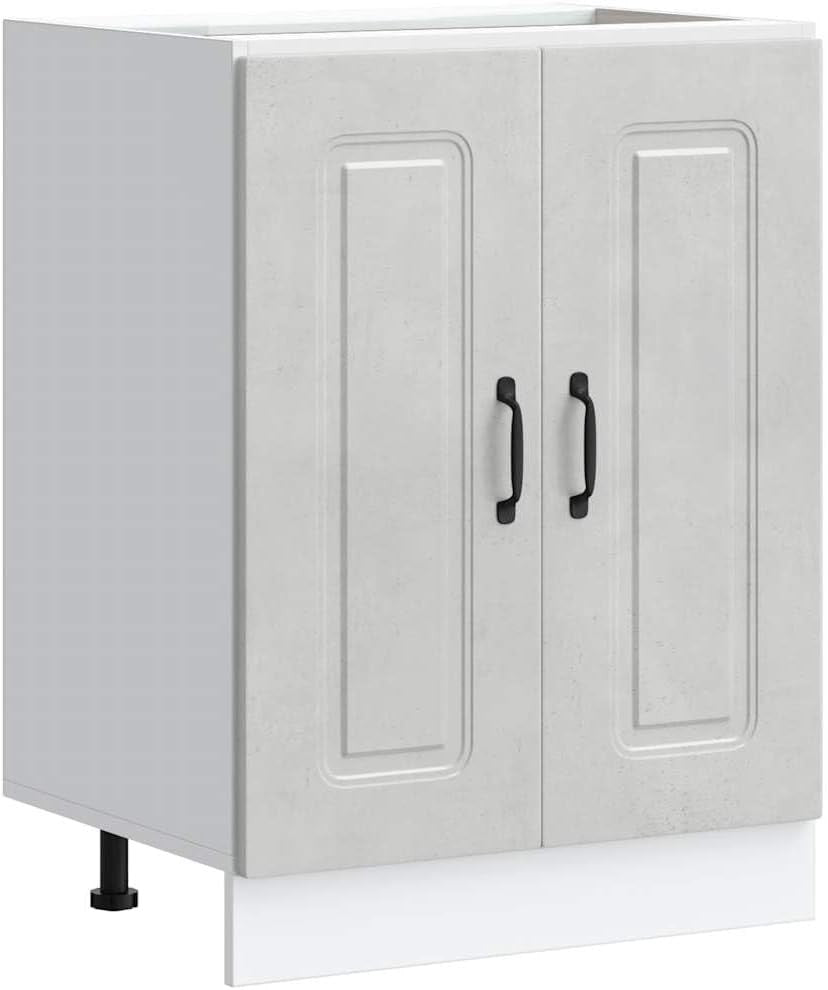 Modern Grey Bathroom Vanity Cabinet 60cm Under Sink Storage Unit with Doors