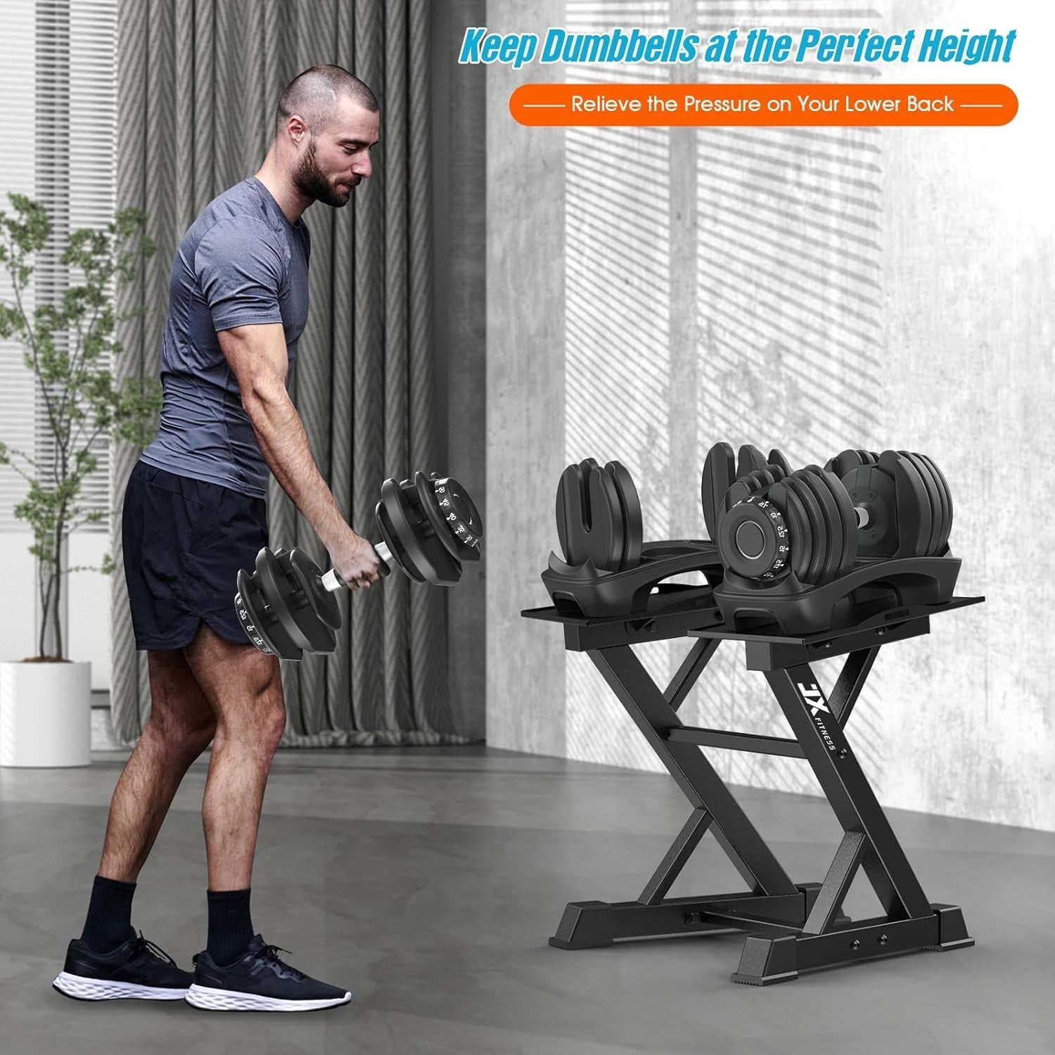 Heavy Duty Adjustable Dumbbell Rack 220LB Capacity Steel Stand Home Gym