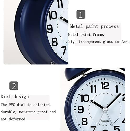 Metal Twin Bell Alarm Clock 4.5 Inch Silent Loud Heavy Sleepers Bedside