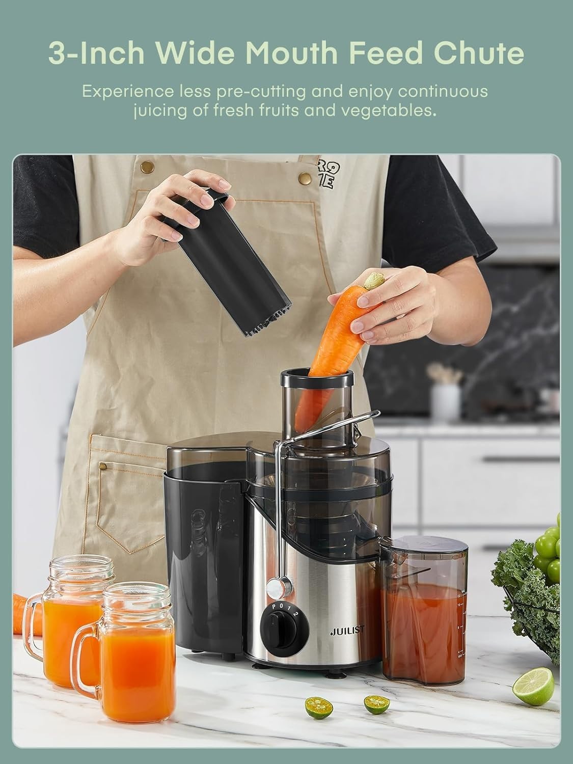 900W Centrifugal Juicer 3in Wide Chute 3 Speed Whole Fruit Easy Clean BPA