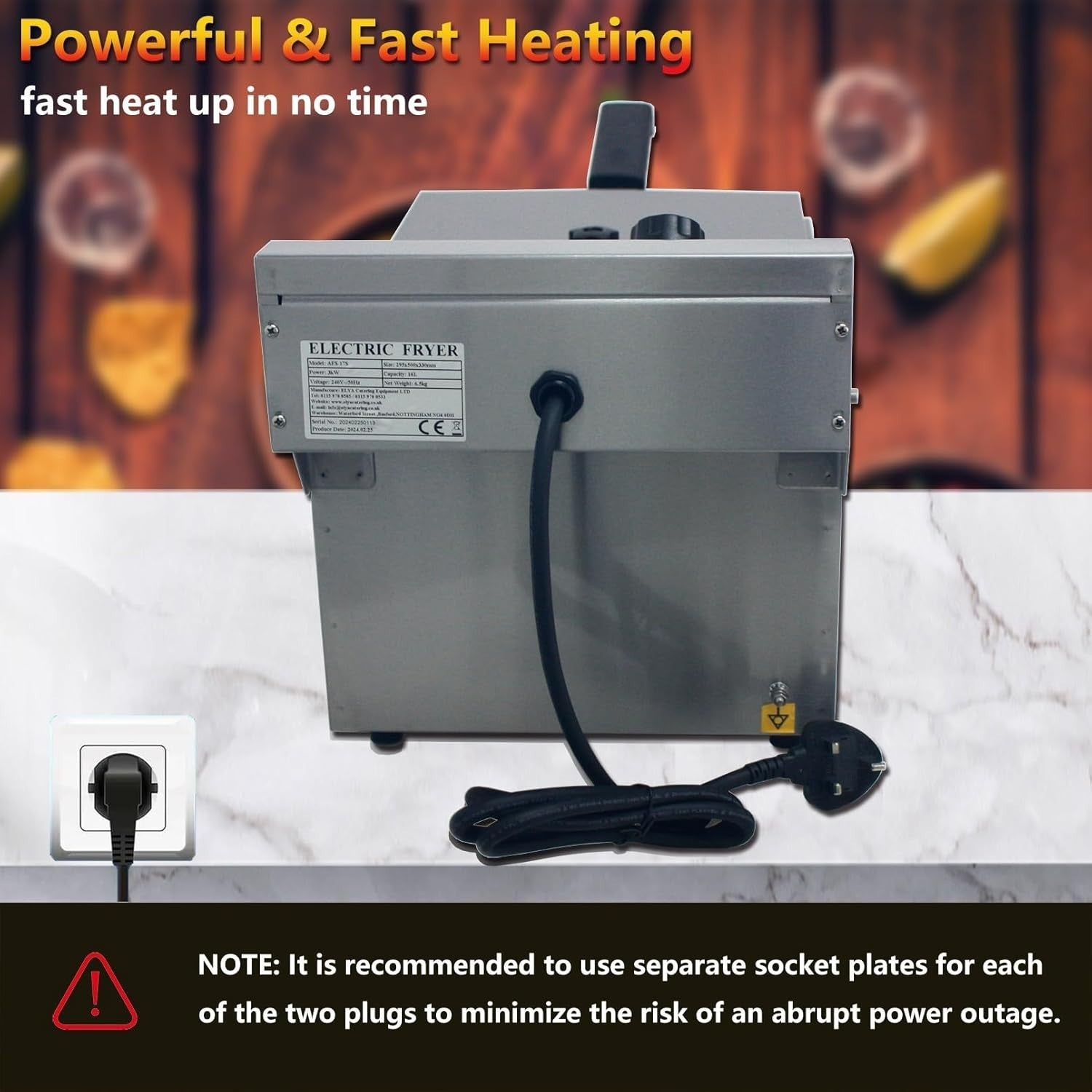 Commercial Electric Deep Fryer 17L 3000W Stainless Steel Countertop Fryer