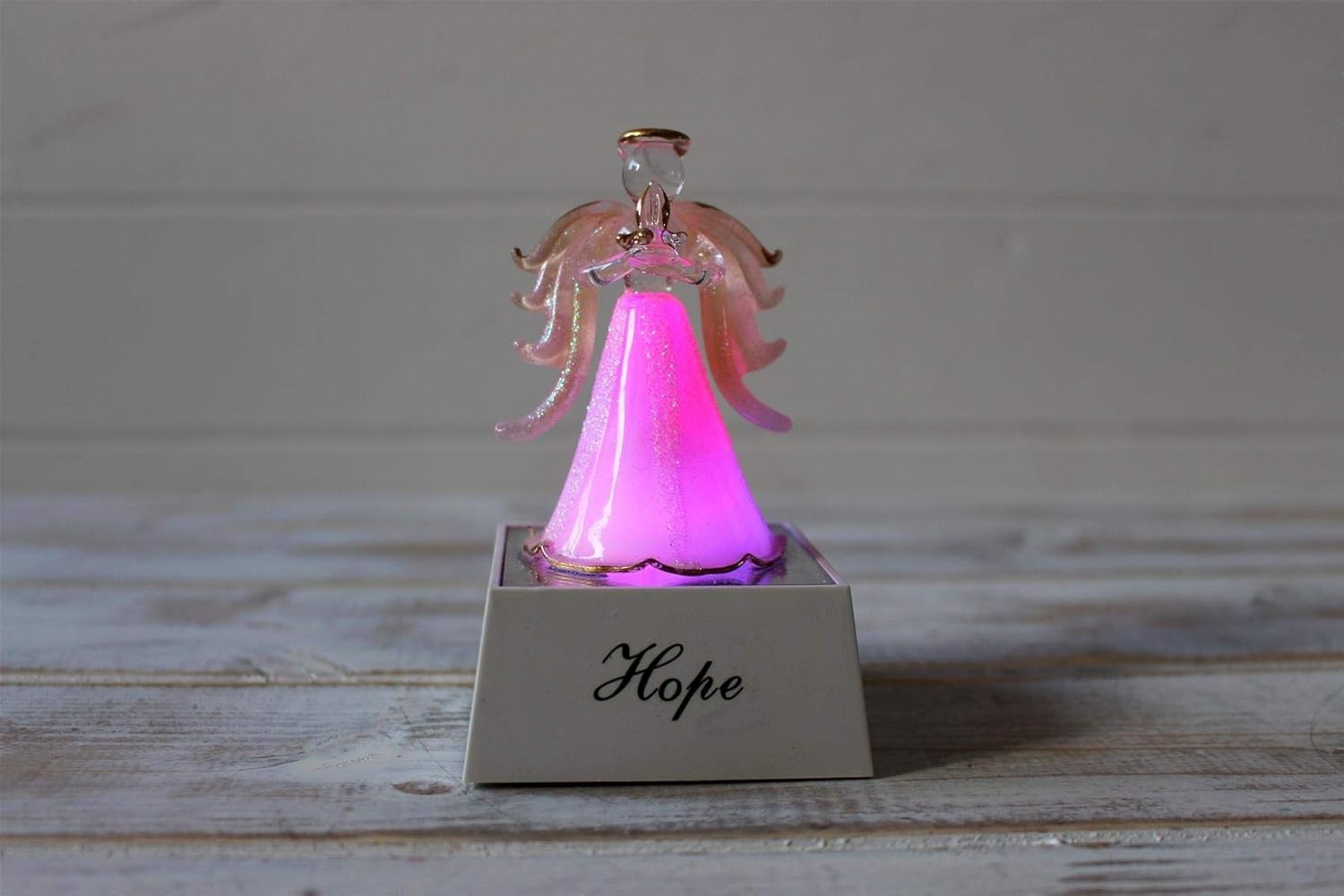 Light Up Crystal Glass Angel Ornament Hope LED Figurine Gift Home Decor