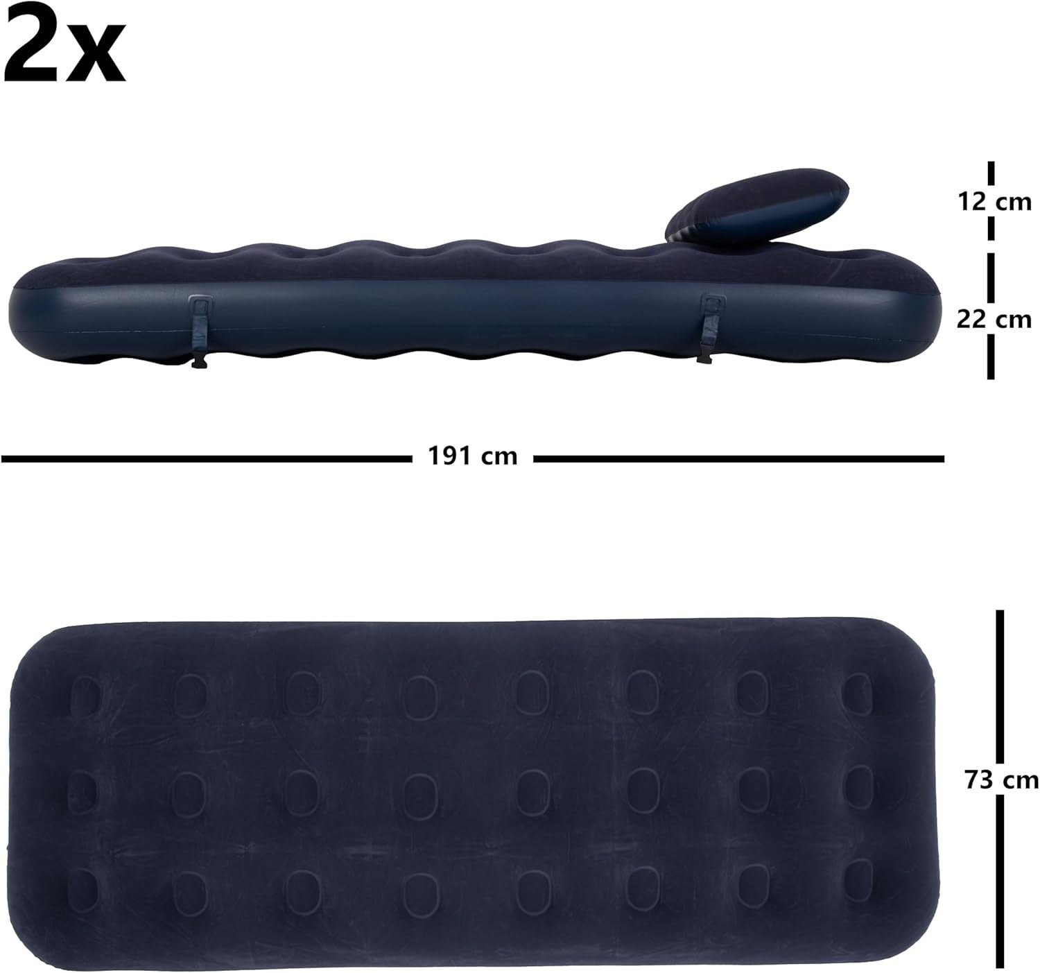 3 in 1 Inflatable Air Bed Double or Single Guest Camping Mattress w Pillows