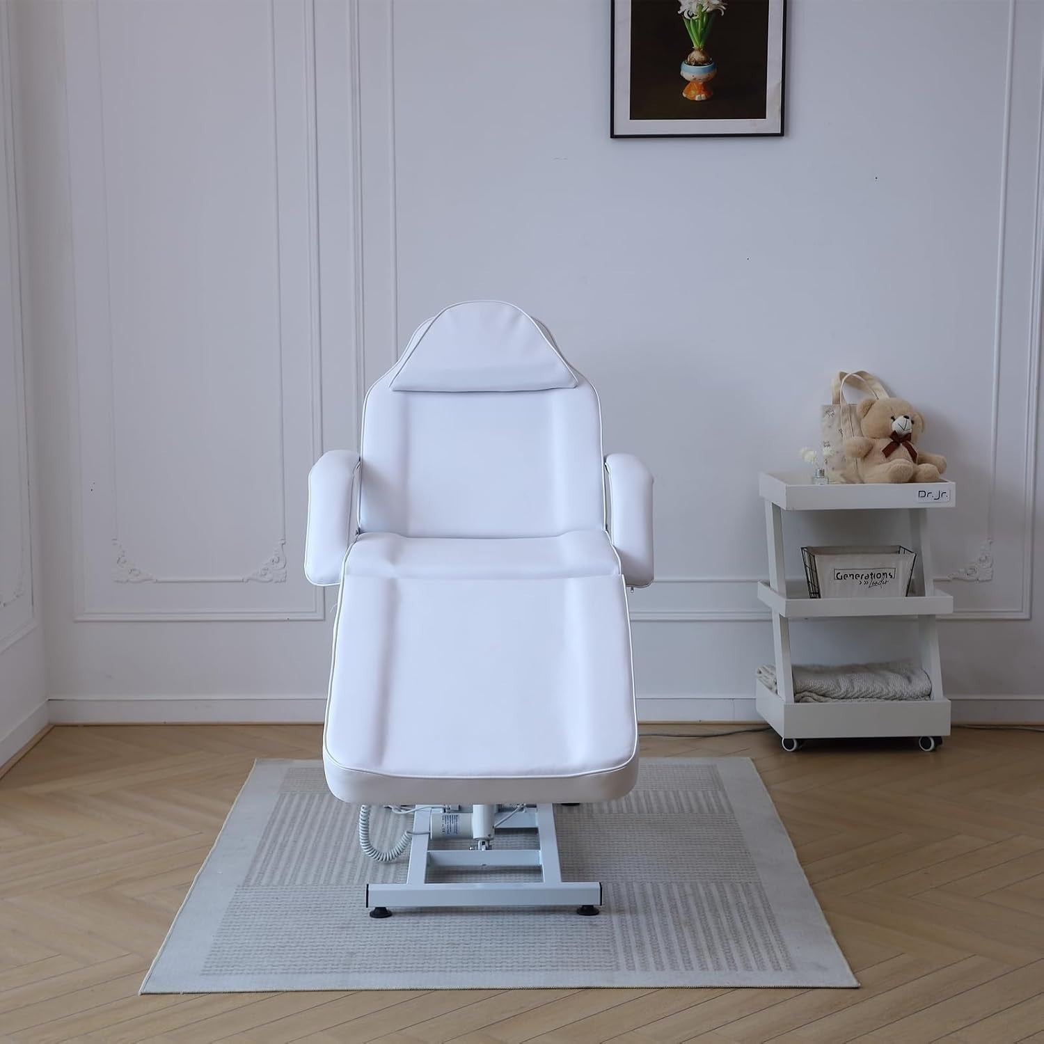 Electric 3-Section Beauty Massage Bed Adjustable Salon Therapy Chair w/ Stool