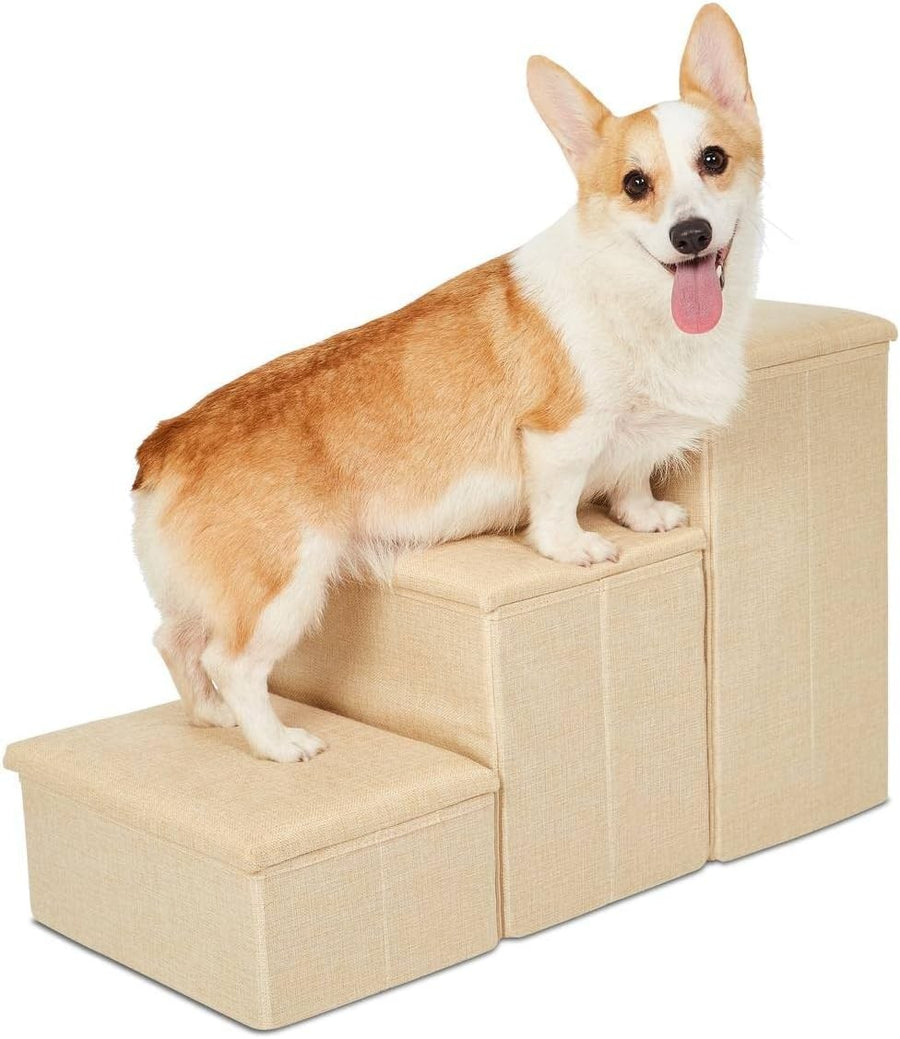 Adjustable Dog Stairs with Storage Puppy Small Medium Pet Steps