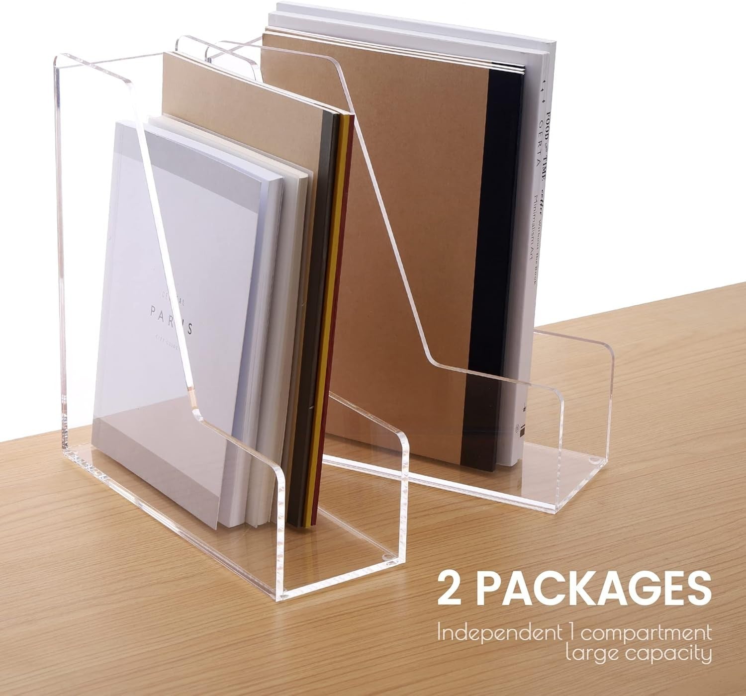 Clear Acrylic Desk File Organizer 2-Pack A4 Magazine Holder
