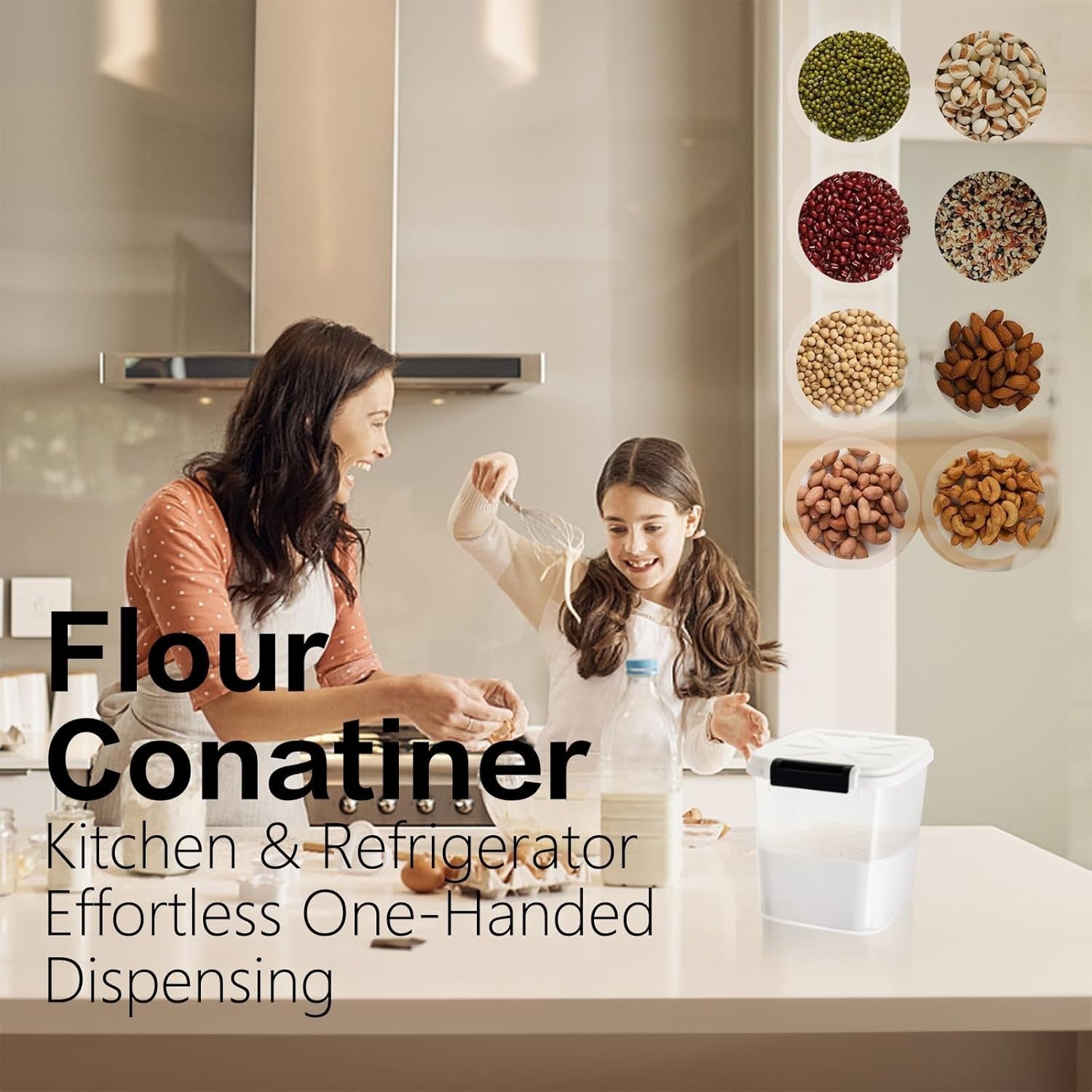 10LBS Flour Container Airtight Rice Dispenser w Cup