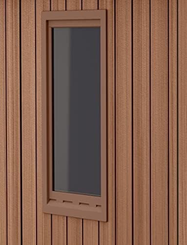 4x6FT Outdoor Garden Shed Evotech Wood-Look Storage with Floor & Lockable Door