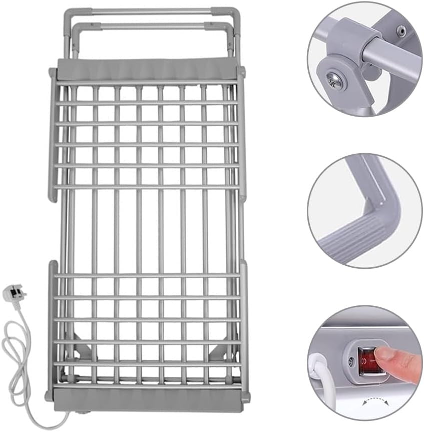 Heated Clothes Airer 20 Bar Winged Electric Indoor Folding Drying Rack
