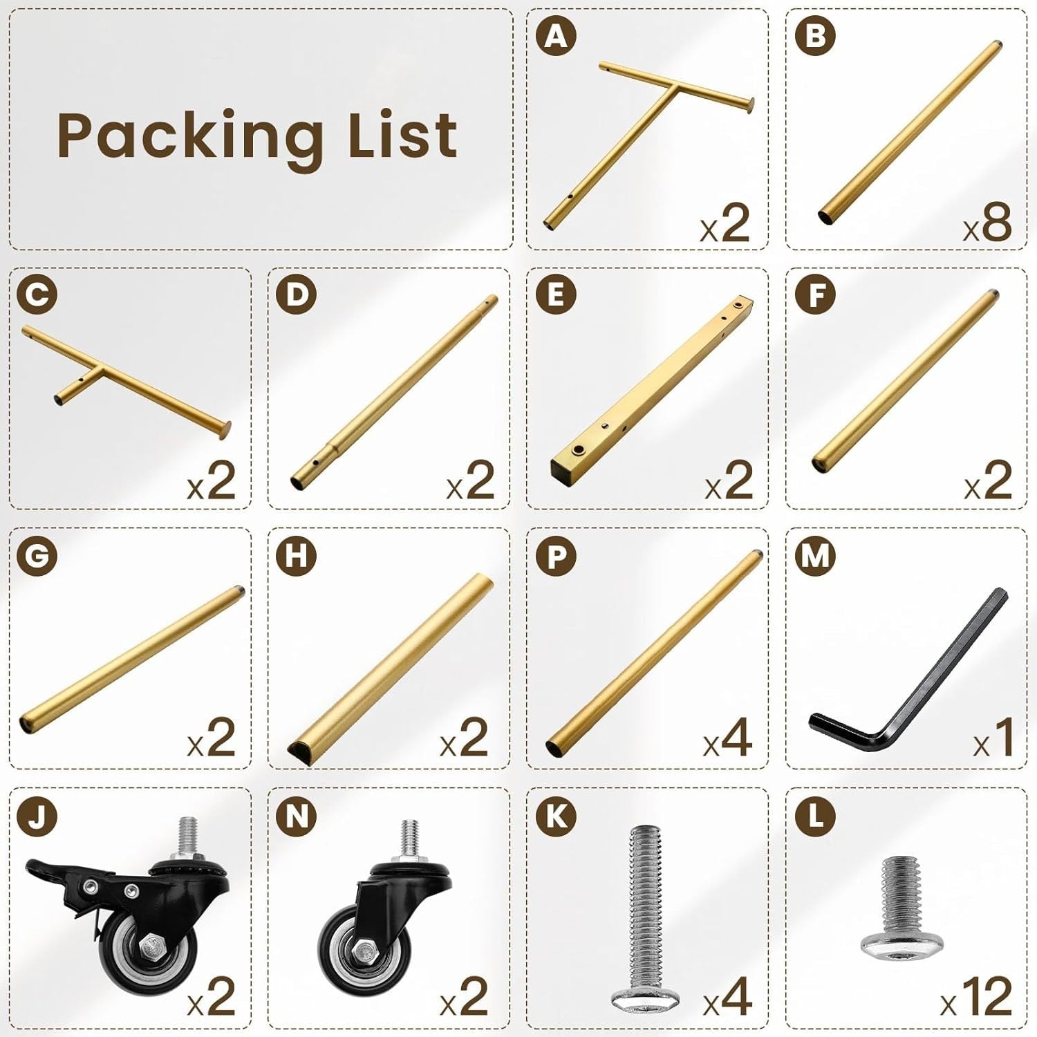 Heavy Duty Double Rail Clothes Rack with Wheels & Shelf – Gold