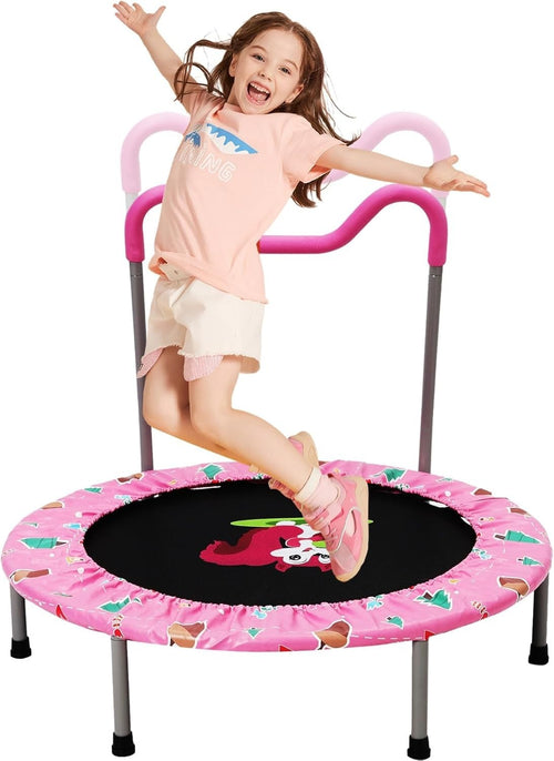36in Toddler Trampoline Adjustable Handle Foldable Indoor Outdoor