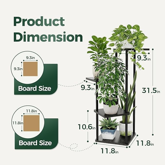 Bamworld 4 Tier Plant Stand Indoor Small Metal Plant Shelf for Multiple Plants C