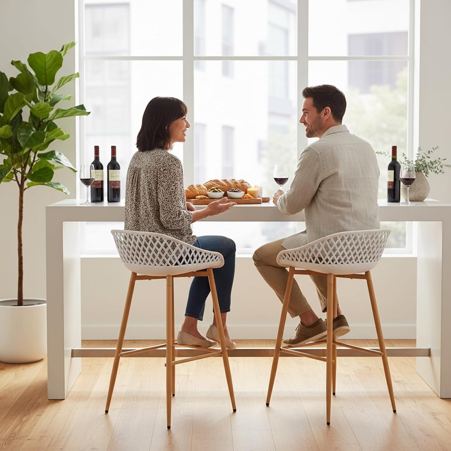 Bar Stools Set of 8 with Backrest 68cm Seat Height Metal Legs Black