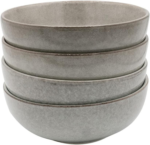 4pc Stoneware Cereal Bowls Nordic Grey Reactive Glaze Microwave Dishwasher