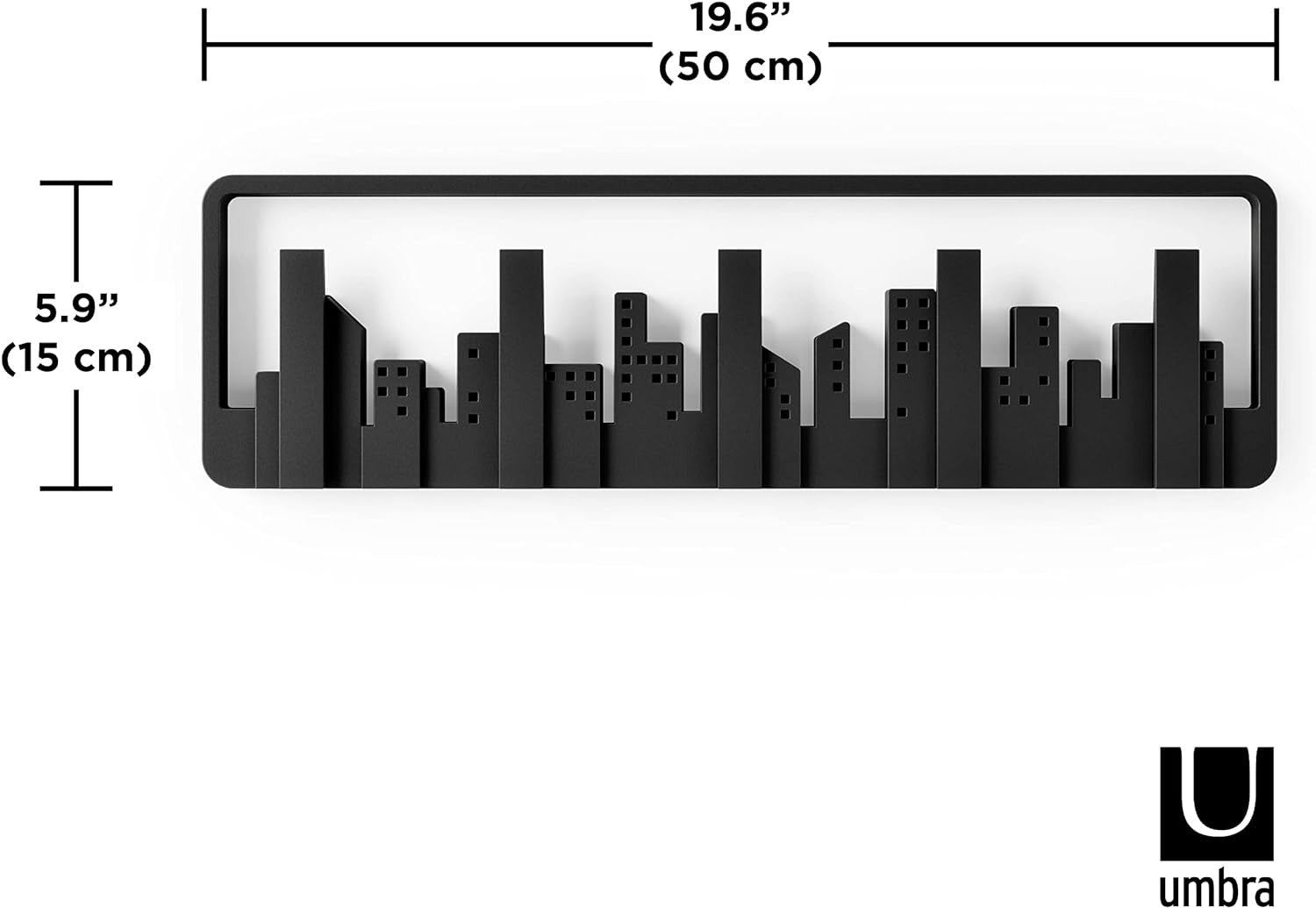 Modern Wall Mounted Coat Rack Black 5 Retractable Hooks