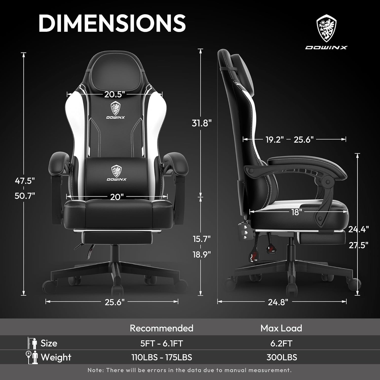 Ergonomic Gaming Chair w/ Pocket Spring Cushion Footrest Massage White