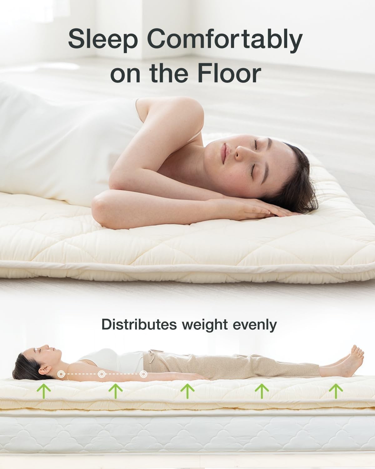 Full XL Foldable Japanese Futon Mattress | Portable Floor Lounger Bed