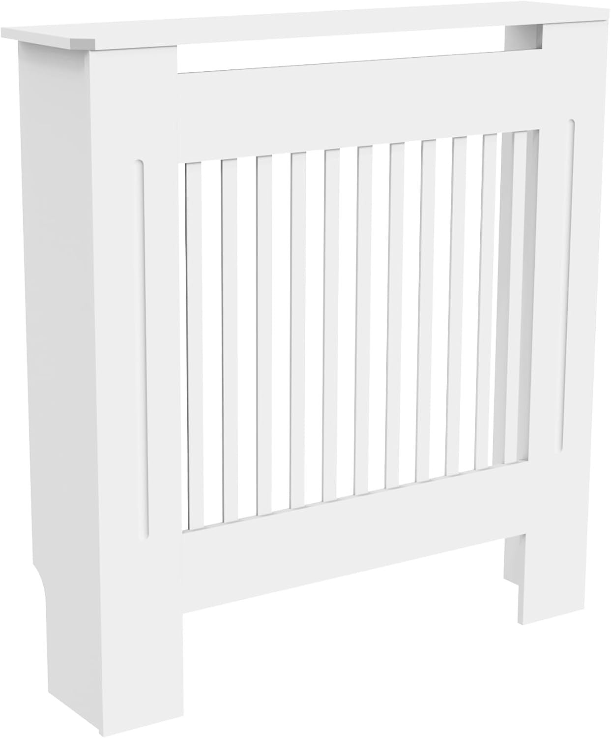 Tall Radiator Cover White MDF Cabinet | Vertical Slats Modern Shelf 100cm