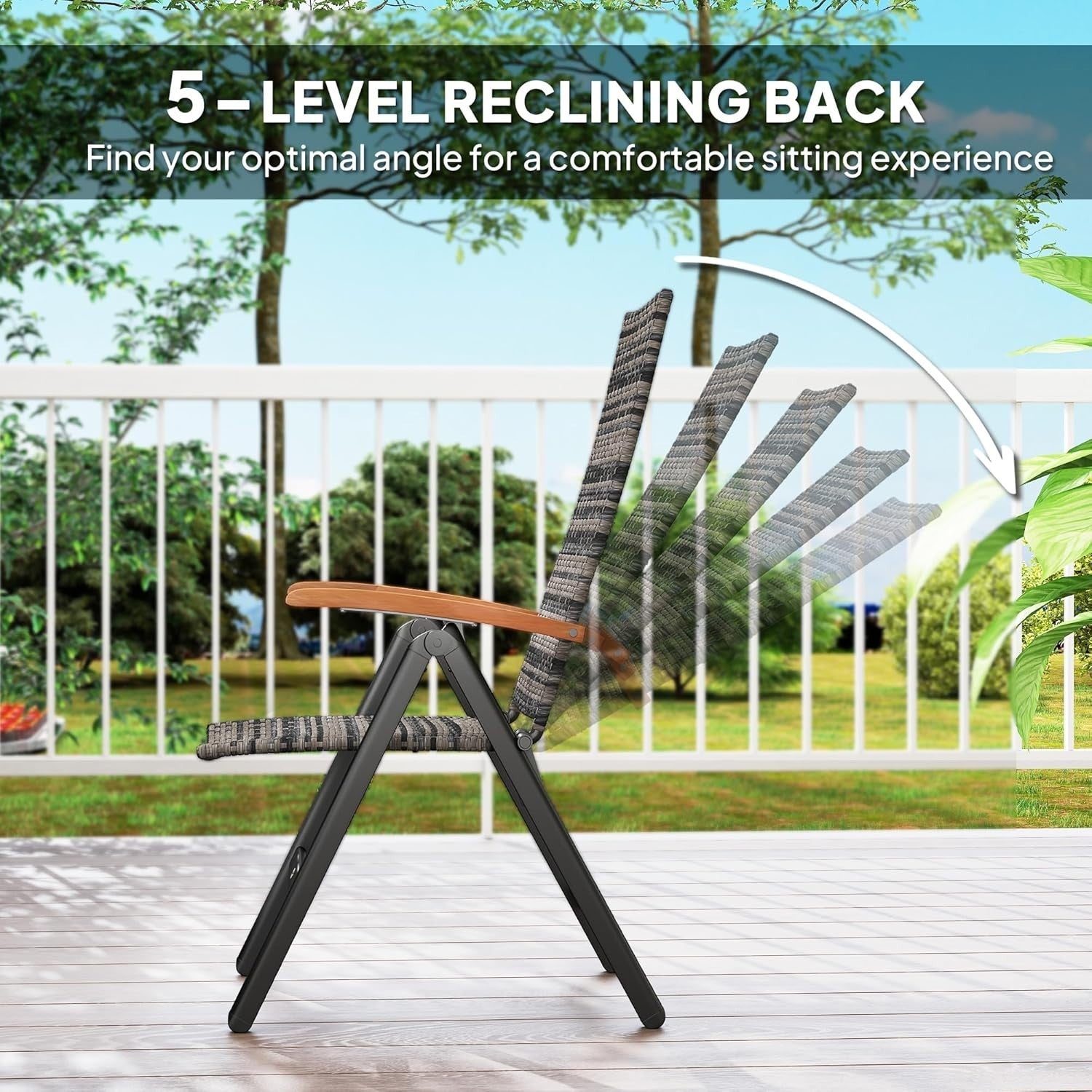 Space Saving Folding Bistro Set Rattan Chairs Round Table Balcony Garden