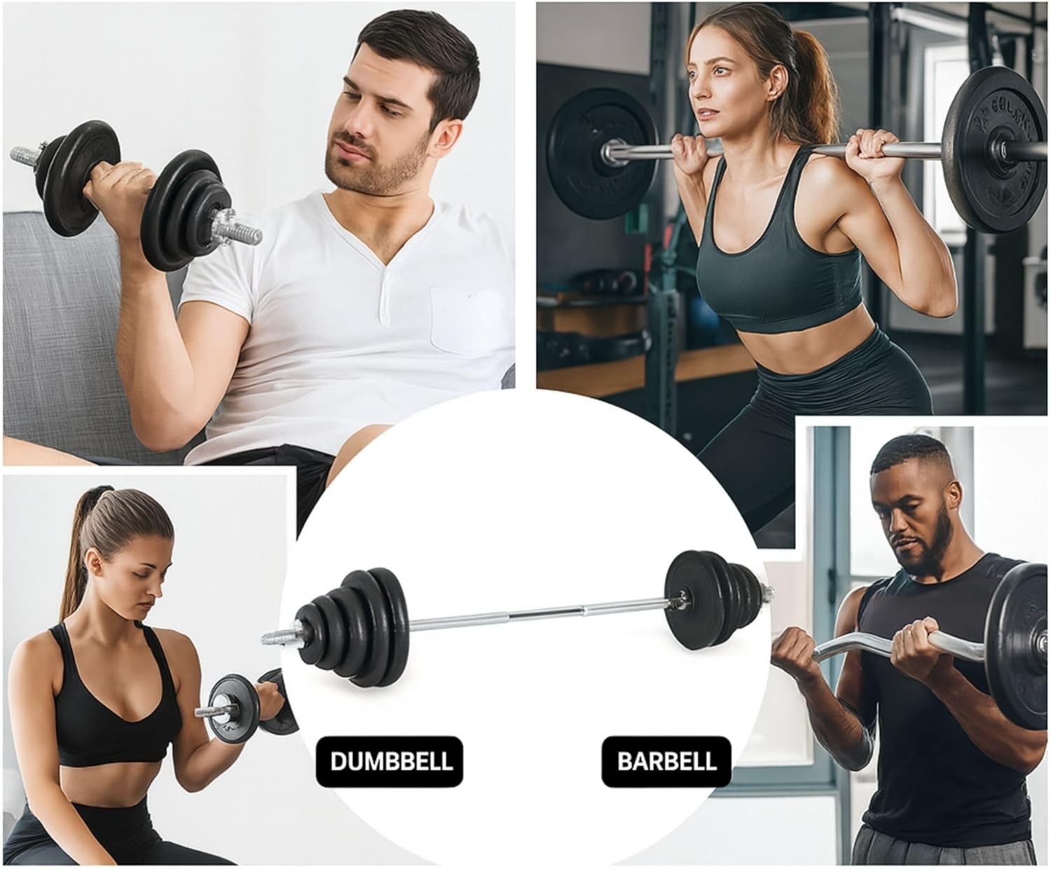 Adjustable Cast Iron Dumbbell Barbell Set 15–50kg Non Slip Home Gym