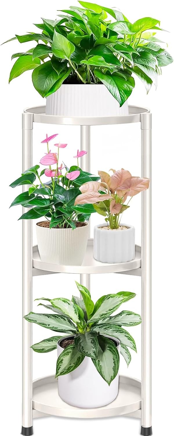 3 Tier White Metal Plant Stand Indoor Outdoor Corner Flower Pot Display Rack