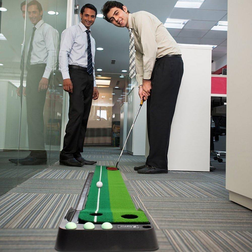 Indoor Golf Putting Mat 9.8ft Automatic Ball Return Practice Green Set