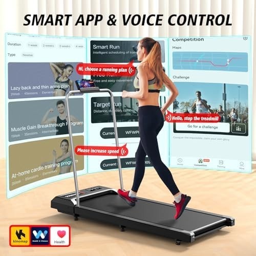 2-in-1 Walking Pad Treadmill 2.5HP Incline Mini Home Under Desk w/ LED