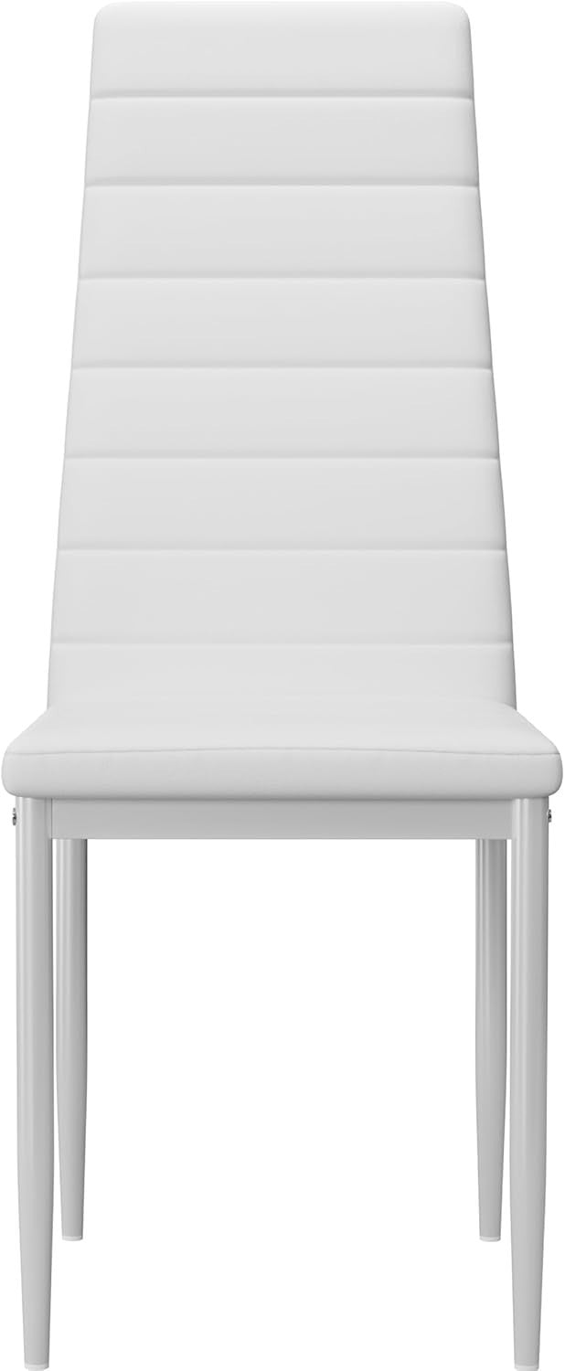 Modern White PU Leather Dining Table Set 4 Chairs 120x80cm Kitchen Room