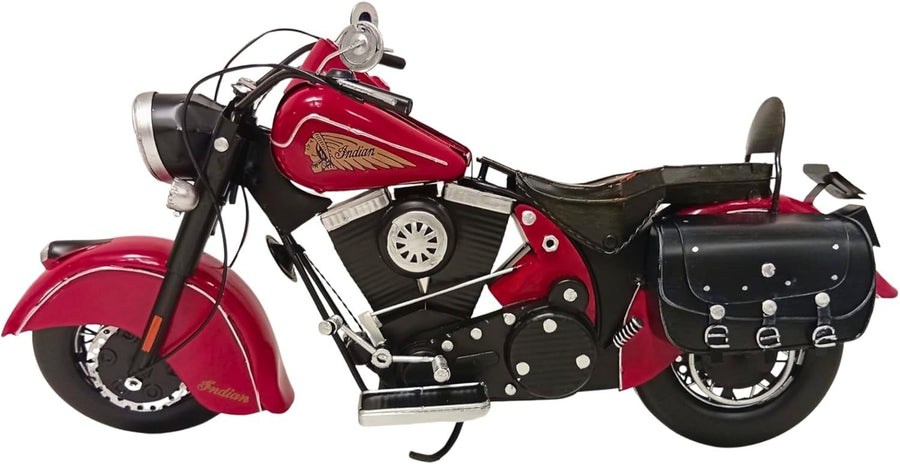 Vintage Red Motorcycle Model Ornament Classic Retro Desk Decor Gift for Dad