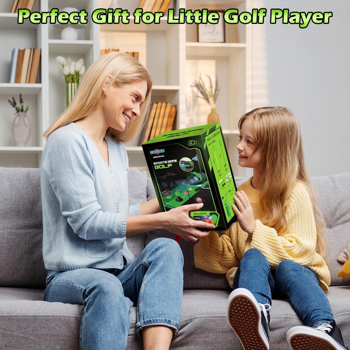 Kids Golf Set Dinosaur Auto Ball Return LED Golf Balls Putting Mat 26”