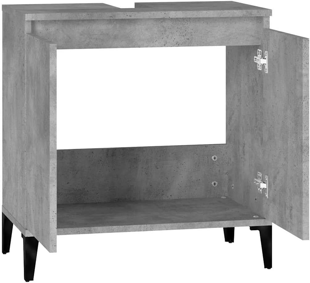 Concrete Grey Bathroom Sink Cabinet | 58x33x60cm Modern Under Sink Storage