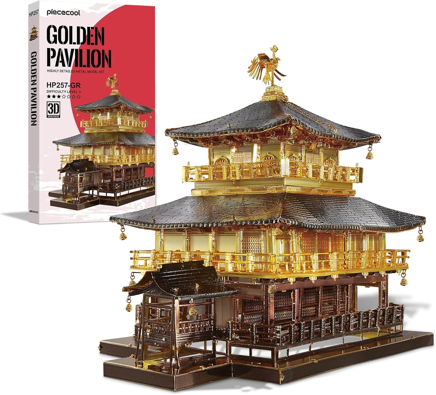 3D Metal Puzzle Golden Temple Kit | 369pc DIY Stainless Steel Model Gift