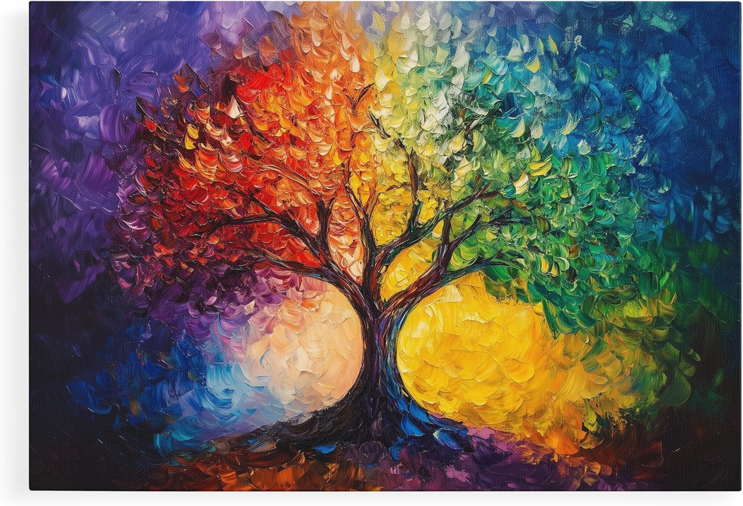 Pastello Colourful Tree of Life Canvas Wall Art 41x31cm Framed