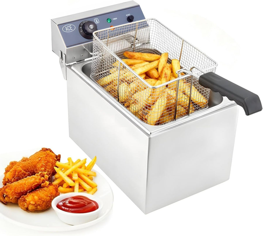17L Electric Chip Fryer 3000W Stainless Steel Commercial Countertop