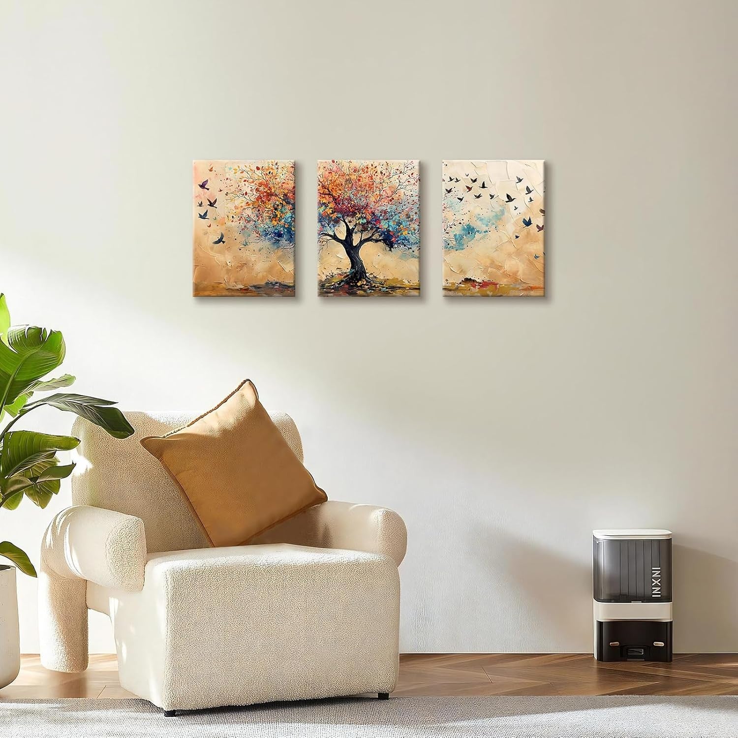 Set of 3 Tree of Life Canvas Wall Art 30x40cm Framed Modern Decor