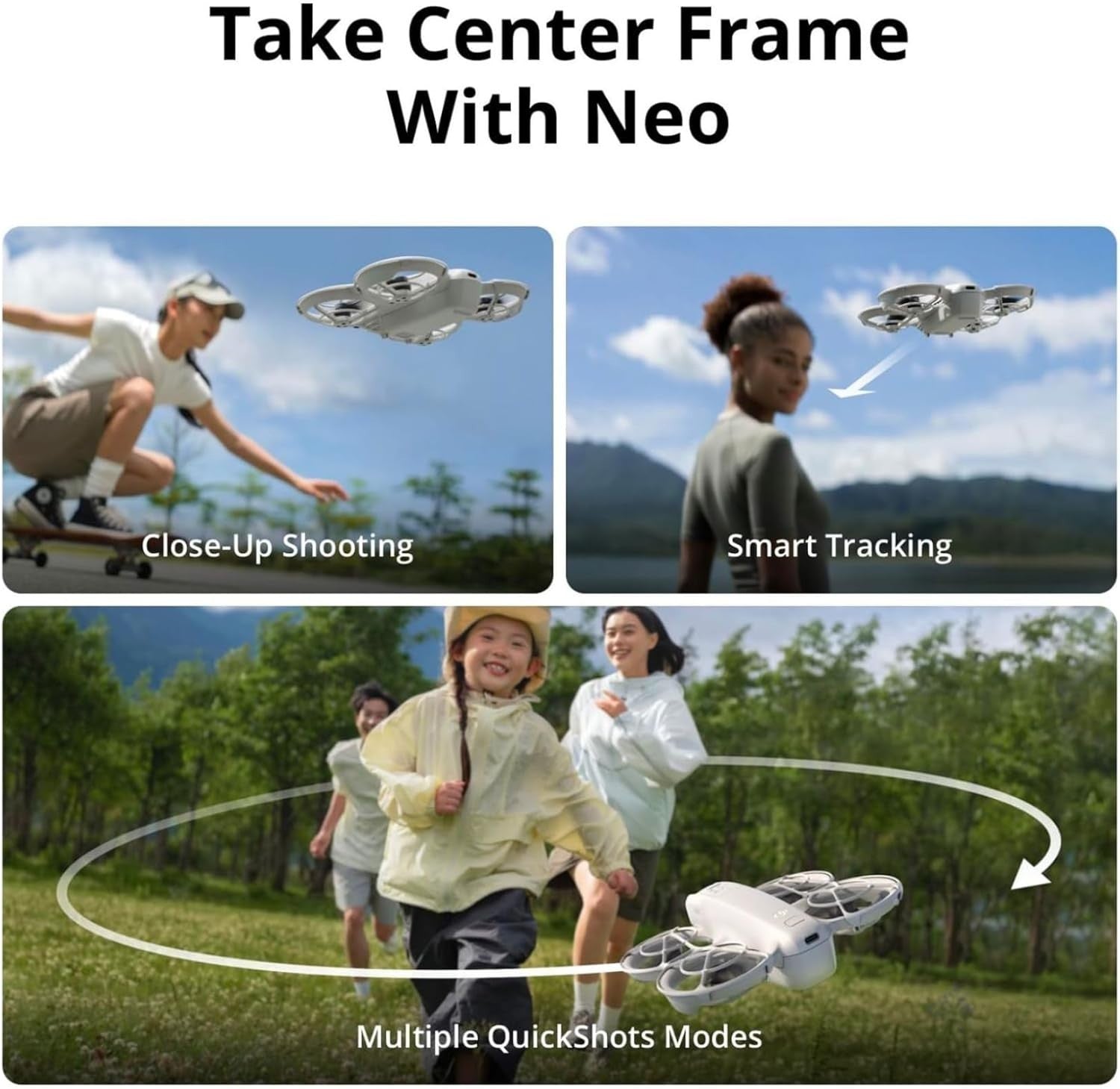 DJI Neo Mini Drone 4K UHD Camera, Palm Takeoff, Subject Tracking, Guarded