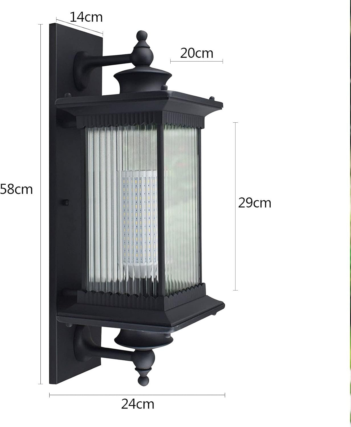 Vintage Outdoor Wall Lantern, Waterproof Black Aluminium, E27 LED Light