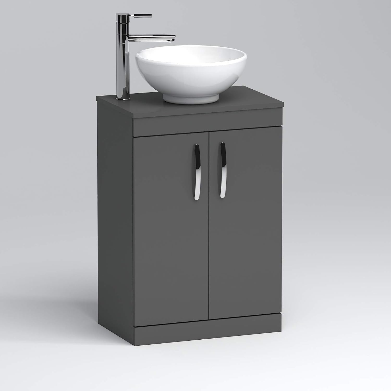 800mm Floor Standing Vanity Unit with Basin 2 Door Indigo Grey Gloss Sink Cabine