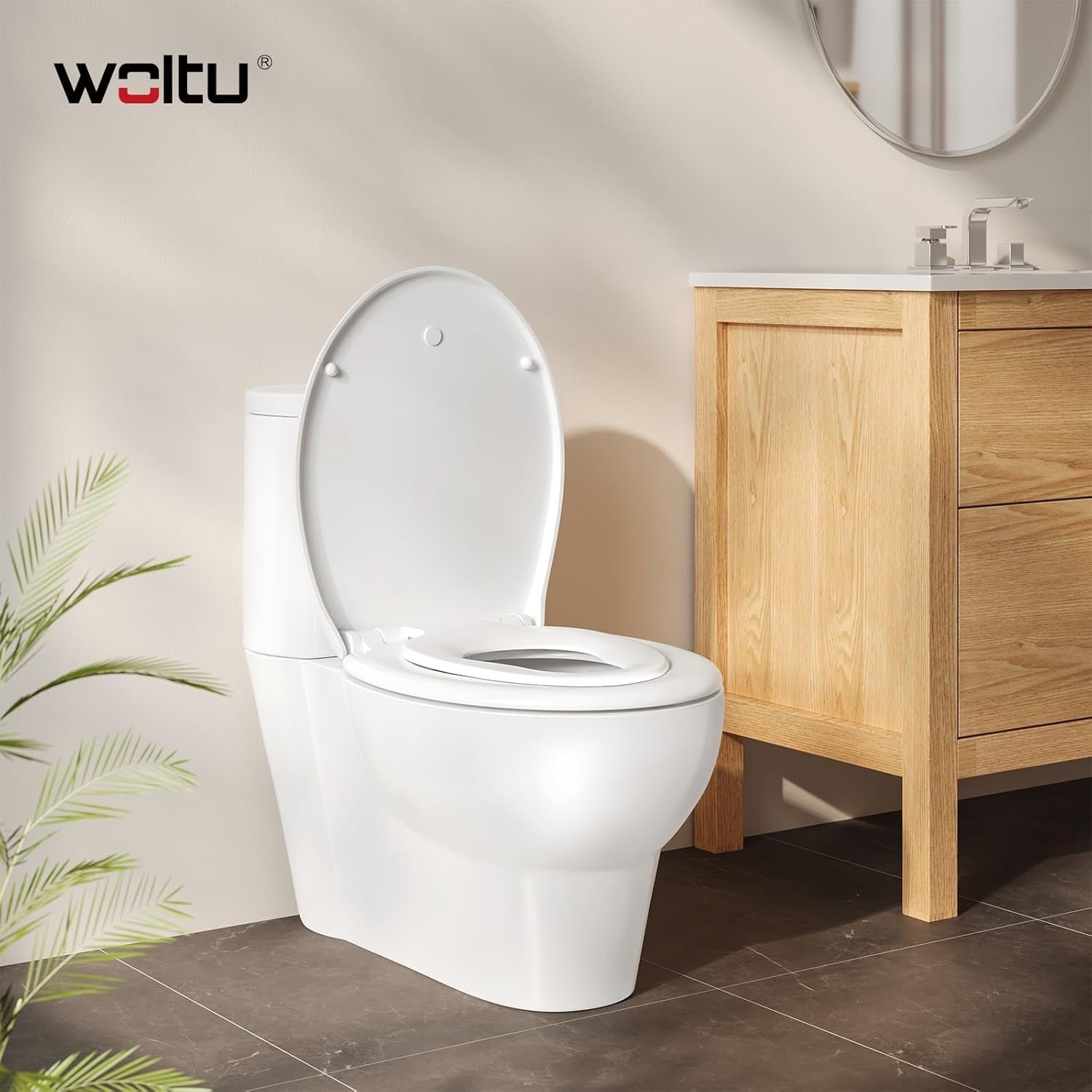 Family Toilet Seat Soft Close Toddler Child Seat Quick Release Adjustable White