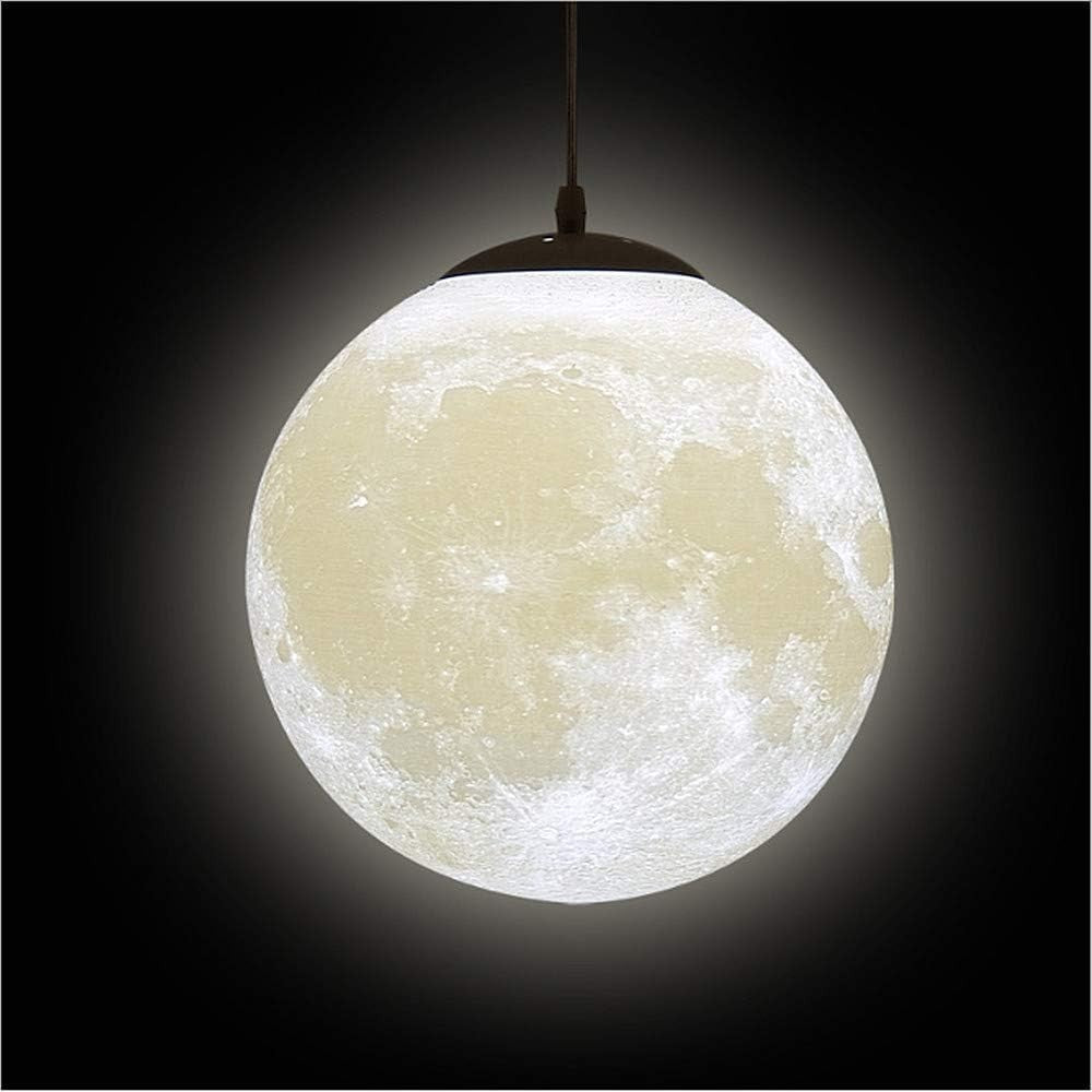 3D Moon Pendant Light White Globe Ceiling Shade 22cm E27 Hanging Lamp