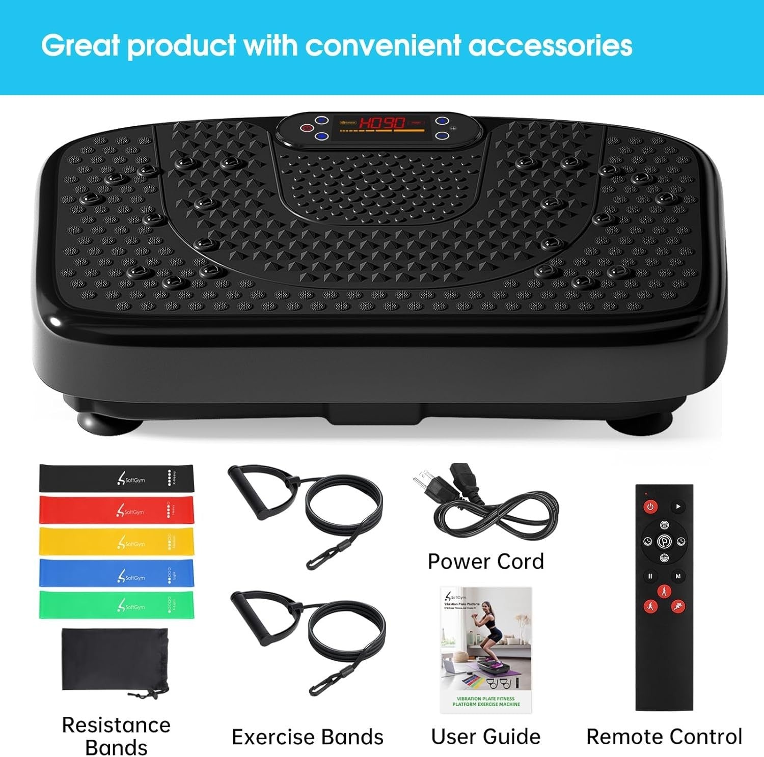 Black Vibration Plate Exercise Machine Lymphatic Drainage 120 Levels