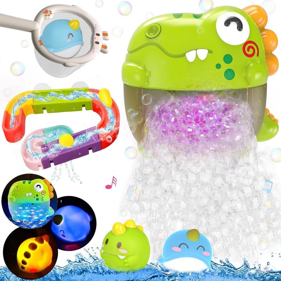 3 in 1 Dinosaur Bath Toy Bubble Machine Fishing Set
