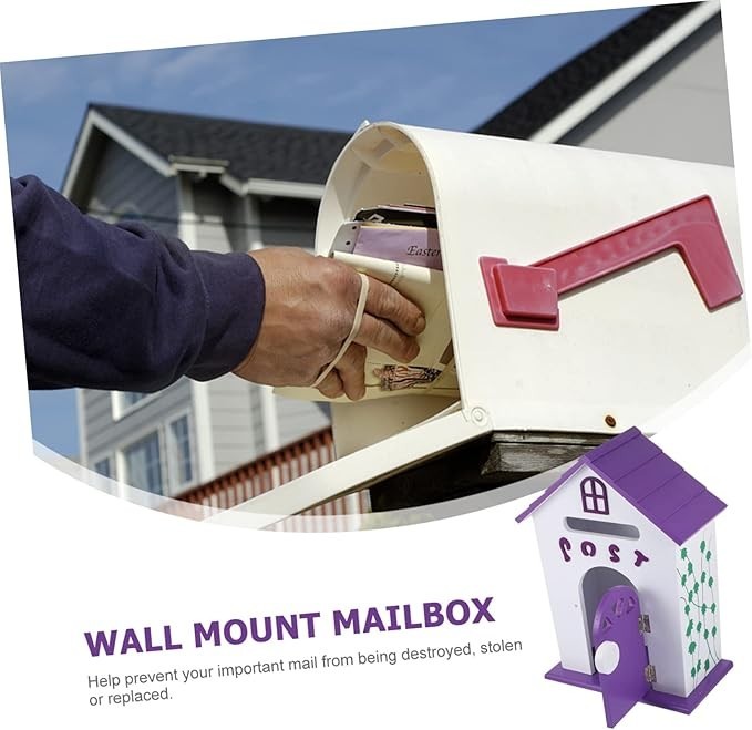 Wall Mounted Suggestion Mailbox Purple Lockable Post Box for Home Office School