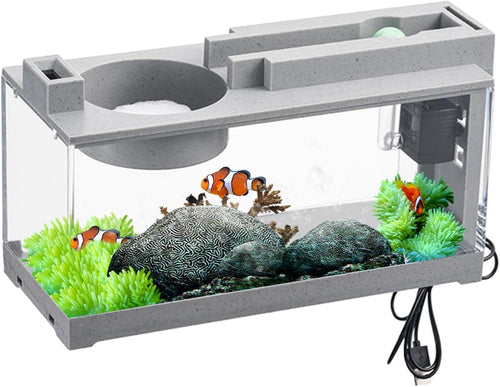 Nano Fish Tank 5L Desktop Aquarium w/ Filter LED Light USB Pump
